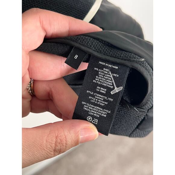 Theory Cotton-Linen Elongated Single Breasted Tuxedo Blazer Black Women's Size 8 - Picture 8 of 9